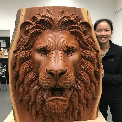 Photo-realistic Carved Lion Sculpture with Individual