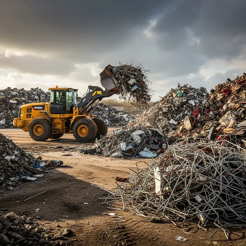 Loader on Scrap Metal: Dynamic Industrial Scene Captured