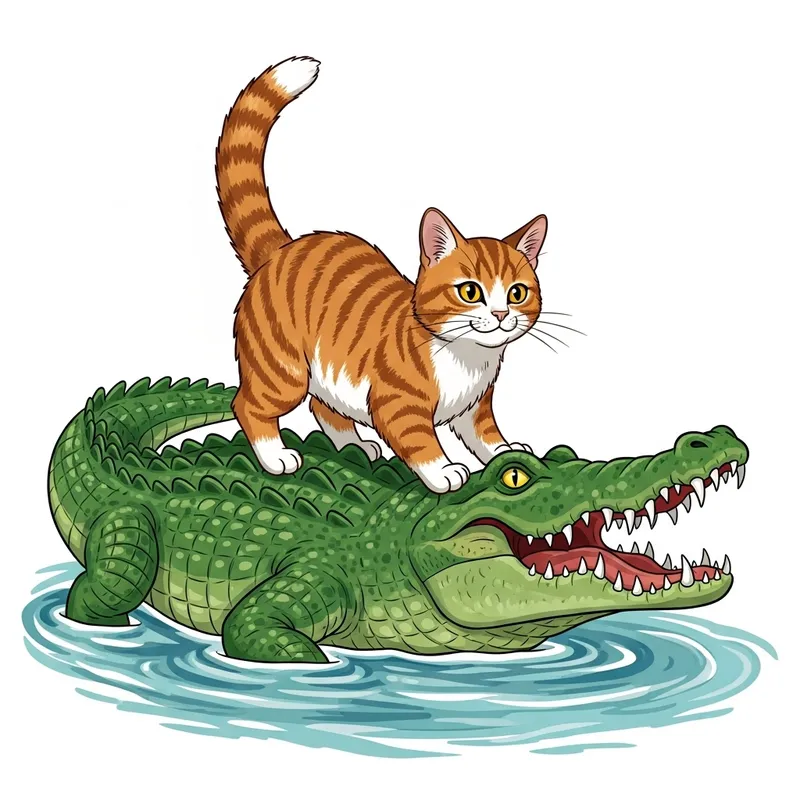 Fearless Cat Rides Crocodile - Epic Jungle Journey