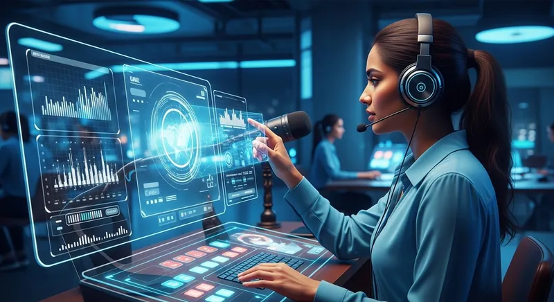 Dynamic South Asian Podcaster in Futuristic Tech Environment