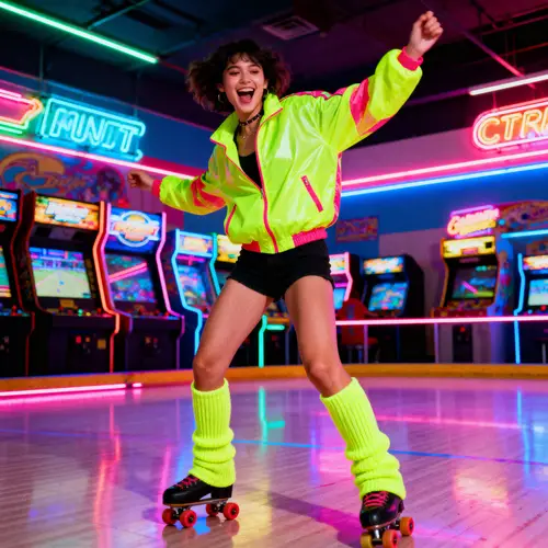Vibrant 80s Retro Dance with Neon Style