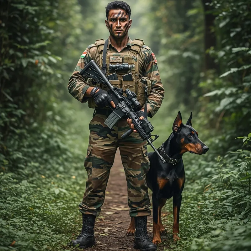Jungle Camouflage Gurkha Soldier with TAVOR Rifle