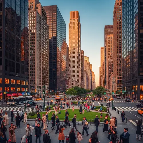 Dynamic Cityscape at Dusk | Urban Diversity & Vibrance