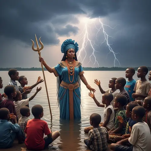 African Deity OYA Controlling Winds and Storms in River Niger