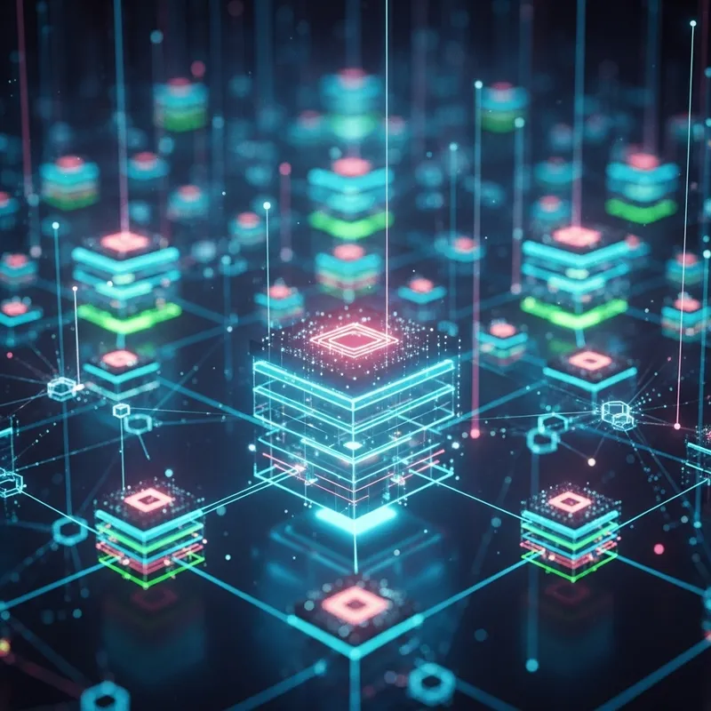 Endless Interlocking Blockchain Network in Neon Colors Endless Interlocking Blockchain Network in Neon Colors