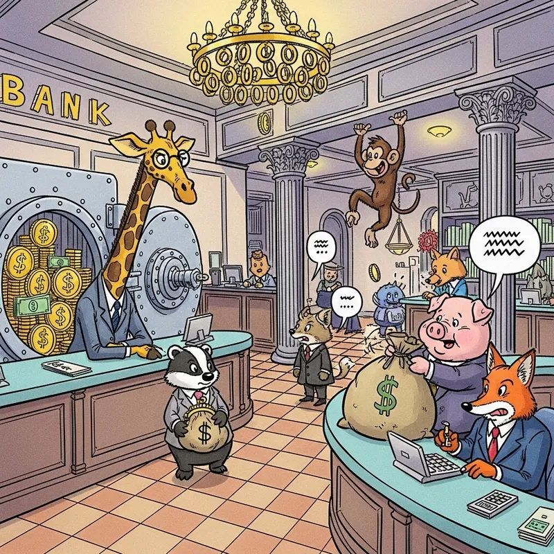 Bank Interior Manga Art: In the Style of Akira Toriyama