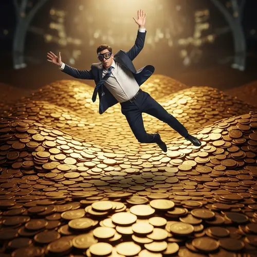 Man Diving into Gold Coins - Discover a Wealth of Possibilities