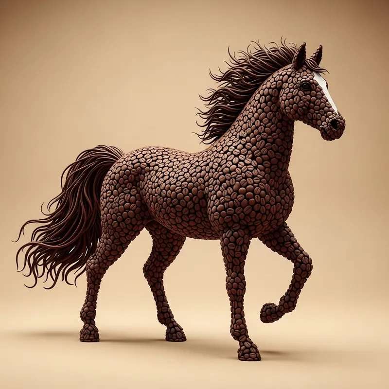 Stunning Coffee Bean Horse Art