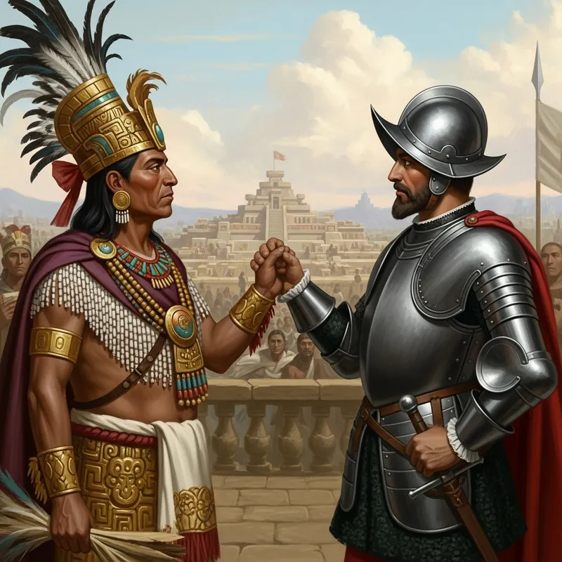 Tlatoani Moctezuma Facing Hernán Cortés: Momentous Encounter Tlatoani Moctezuma Facing Hernán Cortés: Momentous Encounter