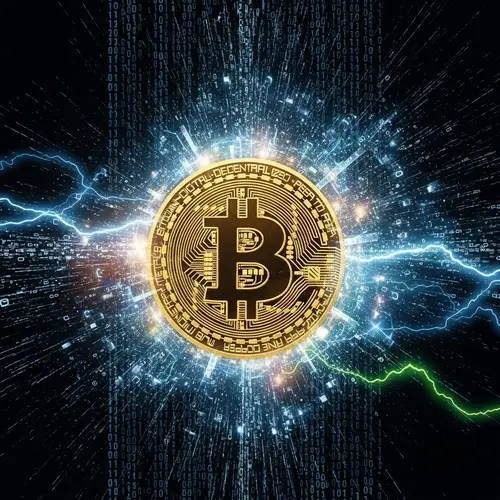 Golden Bitcoin Coin Surrounded by Digital 1s and 0s | Crypto Art