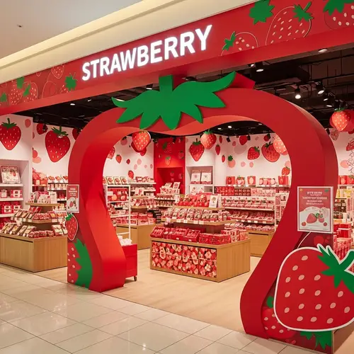 Strawberry-themed Store at Mall - Unique Strawberry Wonderland