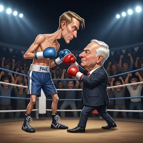 Political Figures Boxing Match Caricature