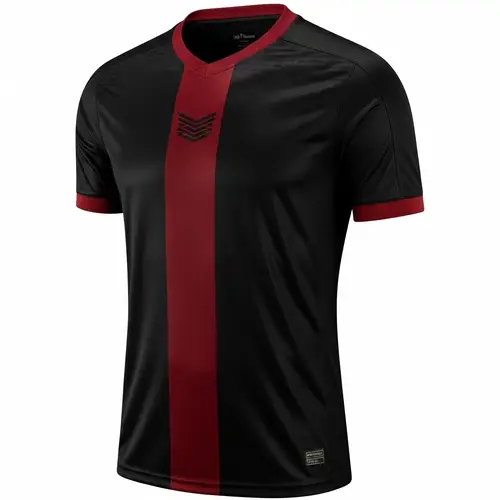 Black Soccer Jersey with Dark Red Accents