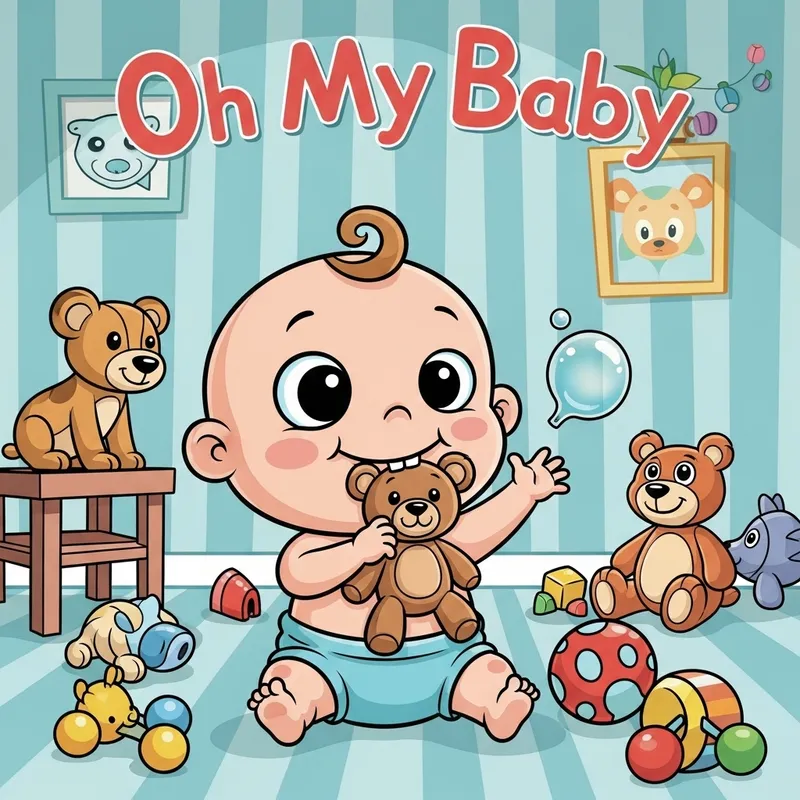 Whimsical Cartoon 'Oh My Baby' in Colorful Nursery