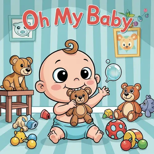 Whimsical Cartoon 'Oh My Baby' in Colorful Nursery