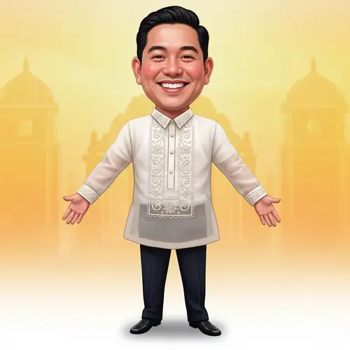 Filipino Barong Tagalog Caricature Style Full Body
