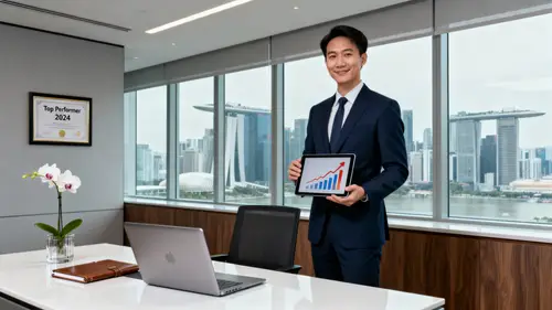 Asian Business Success in Modern Singapore Office