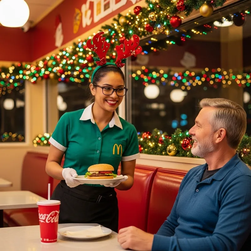 Joyful Fast Food Diner | Festive Christmas Decor & Friendly Service