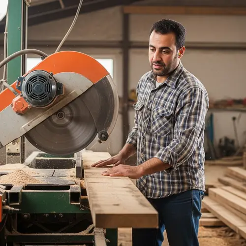 Cautionary Tale: Middle-Eastern Man at Risk Near Sawmill Blade