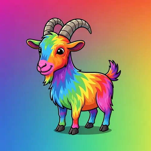 Rainbow Goat Cartoon Logo for Meme Token