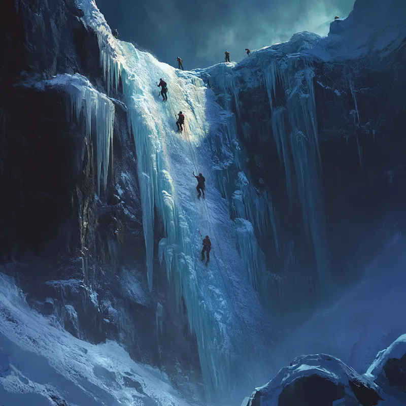 Ice Climbing at a Stunning Frozen Waterfall