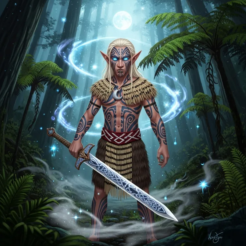 Patupaierehi: Maori Mythical Creature with White Skin and Ethereal Aura