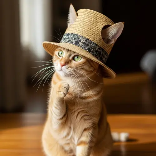 Adorable Cat in Stylish Hat - Cute Feline Fashion