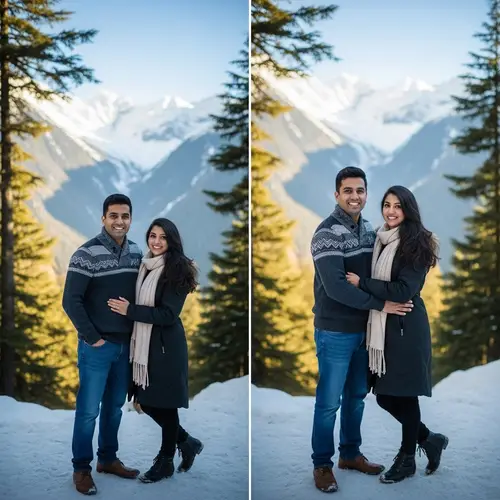 Winter Portrait Shoot in Manali with Multicultural Couple