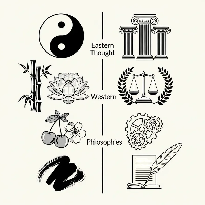 Eastern vs Western Thoughts: Symbolic Comparison
