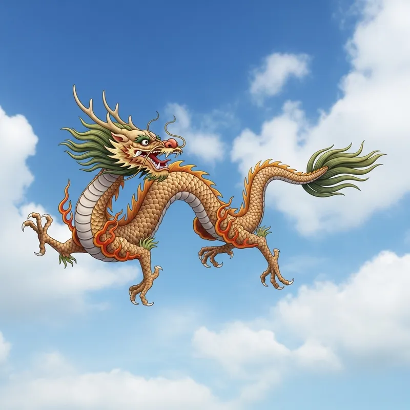 Majestic Chinese Dragon in Flight