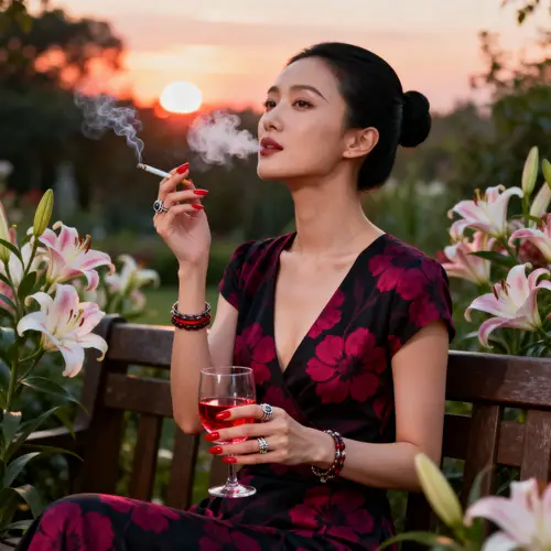 Stunning Portrait of an Asian Woman in Garden