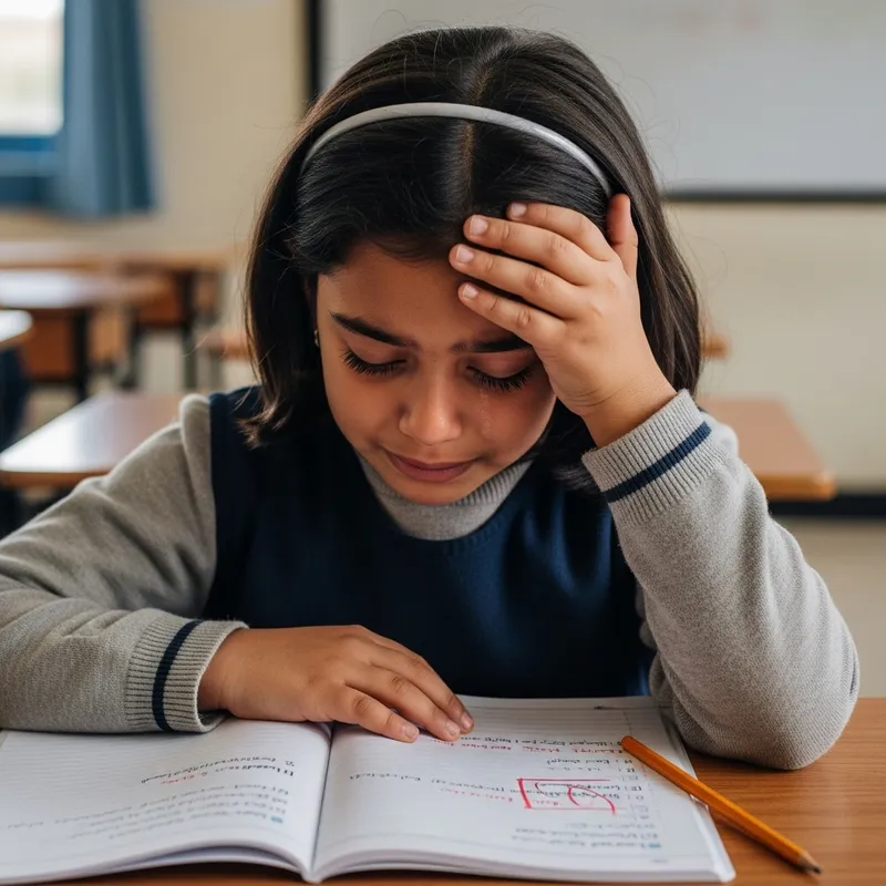 Upset Student Crying Due to Wrong Answer