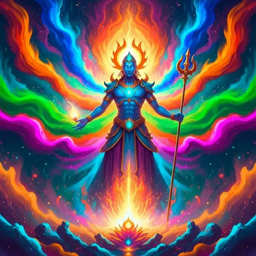 Godlike Entity in Captivating Colorful Realm
