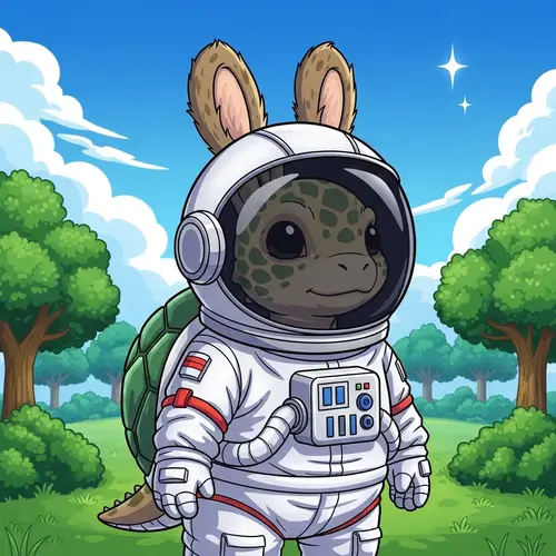 Whimsical Cartoon Animal Astronaut on Earth