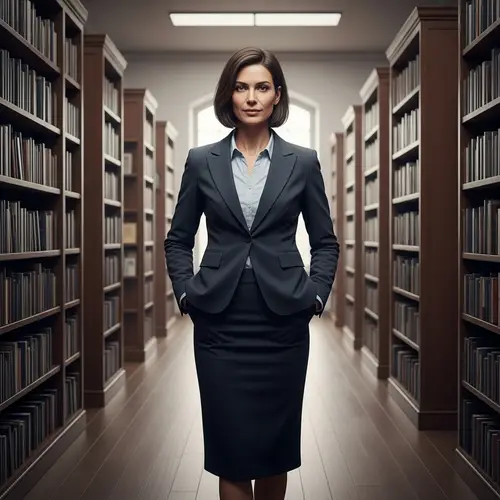 Hyperrealistic 40-Year-Old Caucasian Woman in Business Suit