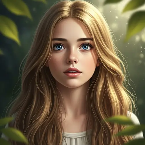 Beautiful 15-Year-Old Girl with Golden Hair and Blue Eyes