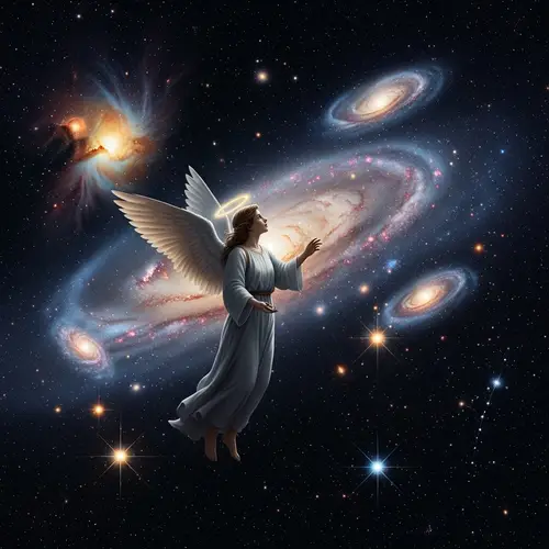 Ethereal Angel Floating in Space: A Cosmic Wonder
