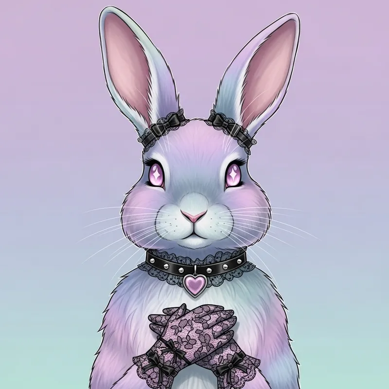 Pastel Goth Rabbit | Vibrant Accessories & Soft Aesthetic