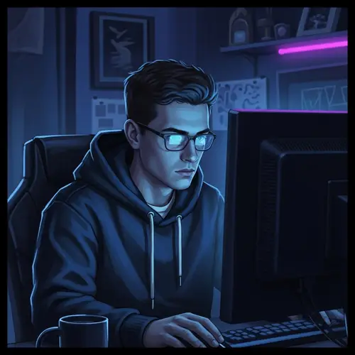 Focused Young Man in Cyberpunk Digital Art