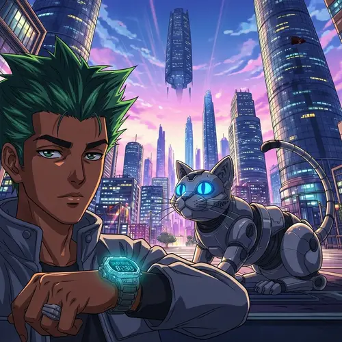 Surreal Anime Scene in Vibrant City | Fantasy Art