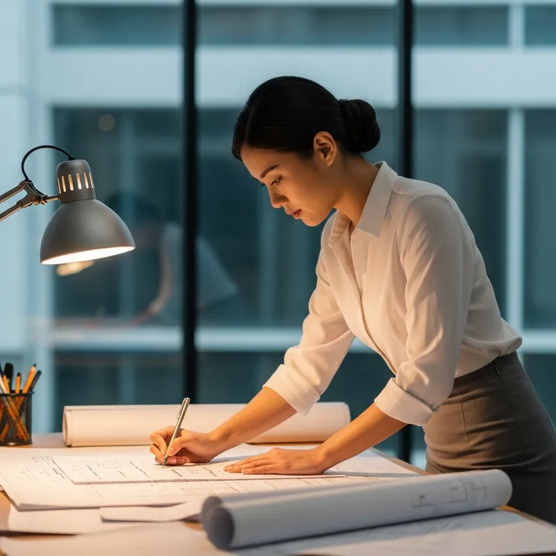 Female Professional Designing at Desk | Stylish Attire