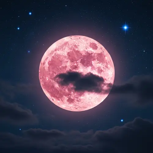 Pink Moon - Enchanting Night Sky Display in Pink Hues