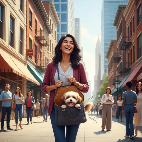 Fun Illustration of a Dog in a Purse