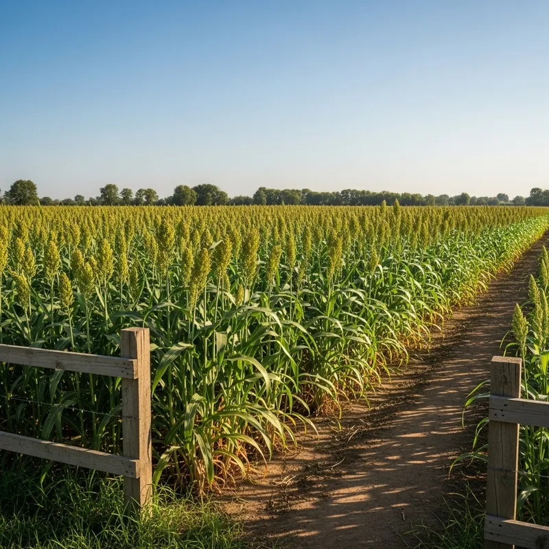 Sorghum Plot Photo: Lush Fields Under Clear Skies