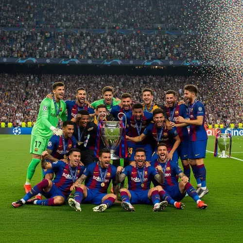 Barcelona Football Team Celebrates Victory in Champions League Finals