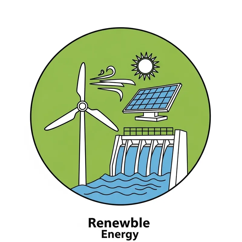 Renewable Energy Icon: Widget, Wind, Solar