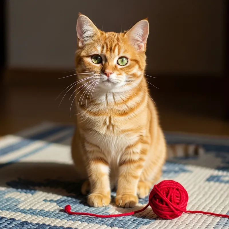 Texture-Rich Yellow Cat with Sparkling Green Eyes