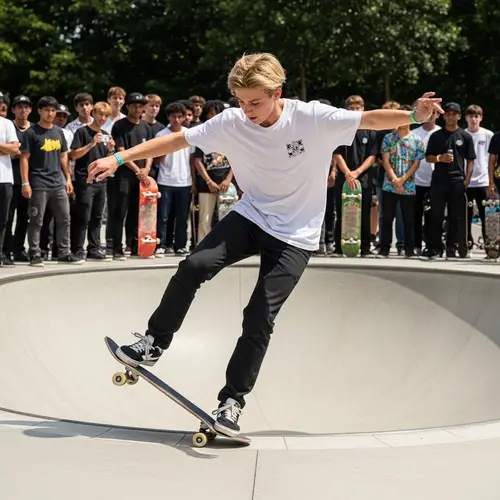 Dynamic Skateboarding Scene: Teenage Boy in Action