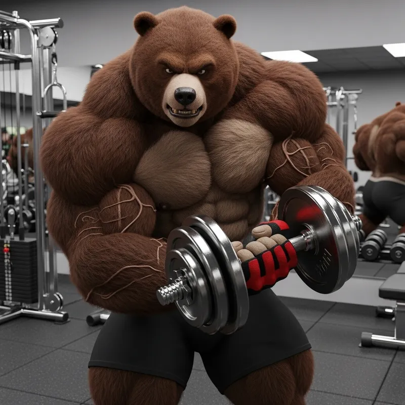 Muscular Bear 3D Exercise | Fit Teddy Training Visualization