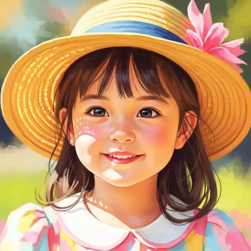 Cute Little Girl Digital Painting - Vibrant & Playful | Fine Art Portrait